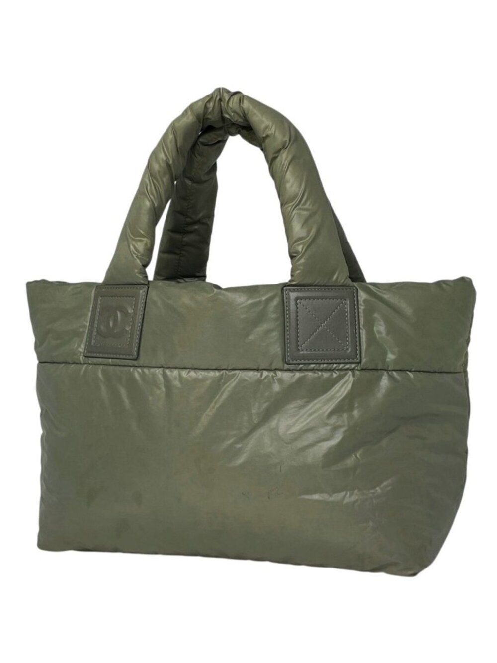 Chanel Coco Cocoon Tote Khaki Nylon Green Beige